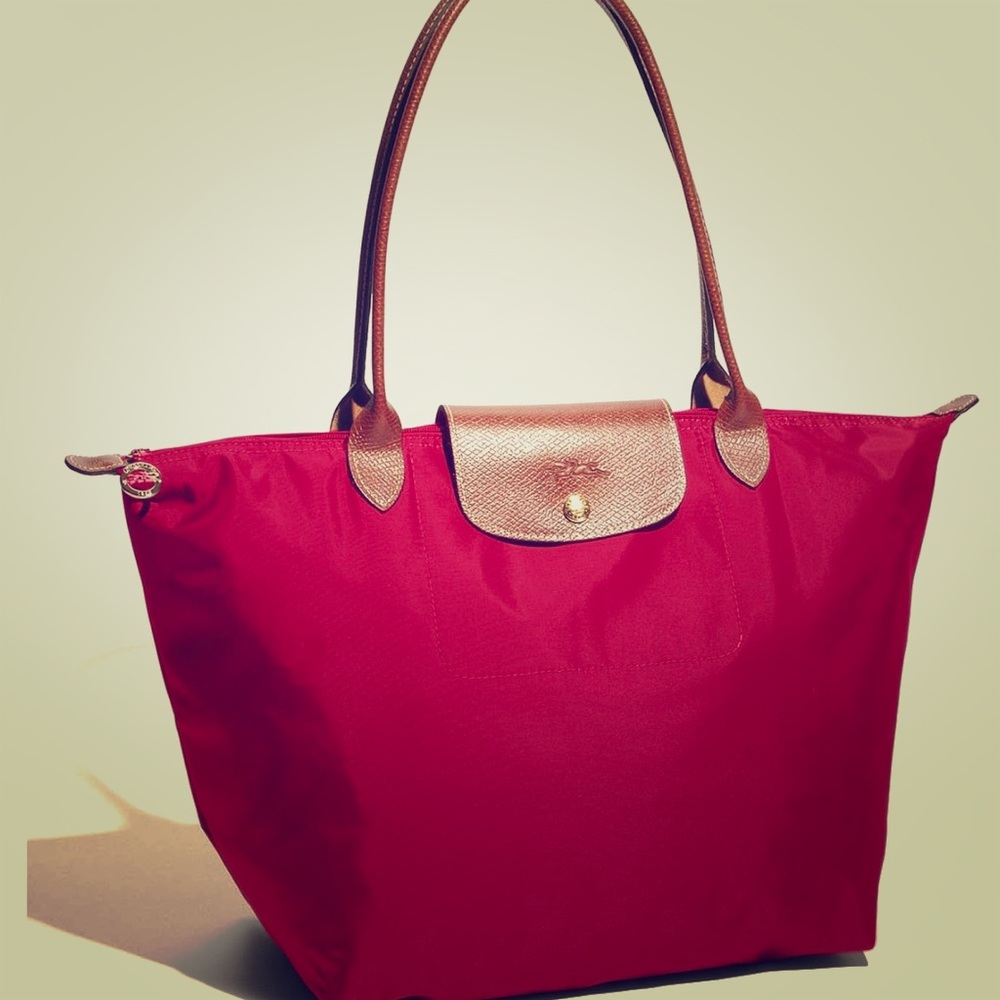 Longchamp Red 'Large Le Pliage' Tote New WOT